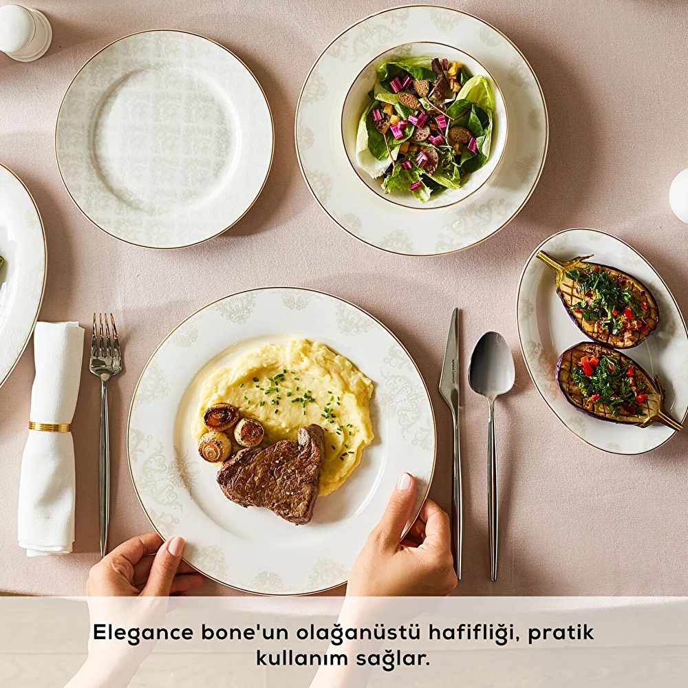 Emsan Elegance Bone Siena 53 Parça 12 Kişilik Yemek Takımı Gold (Premium Serisi 79) - 3