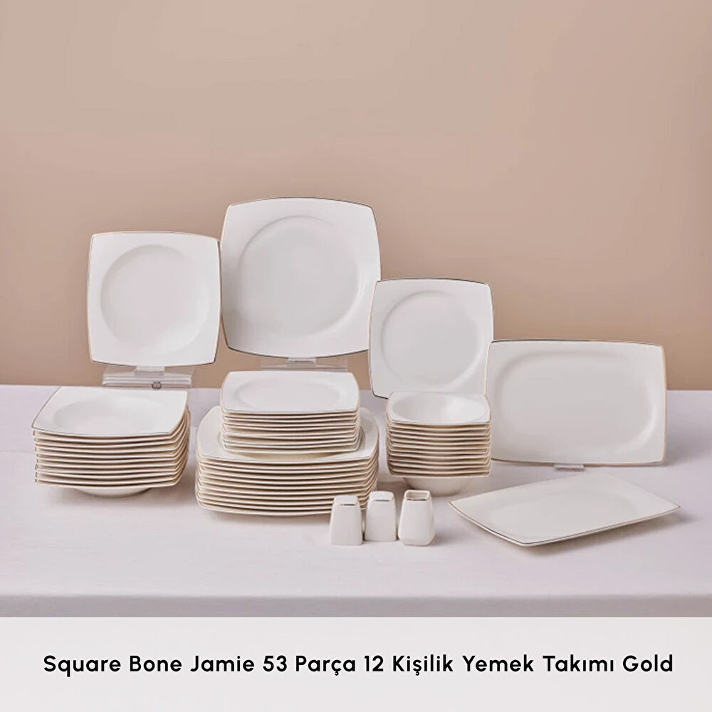 Karaca Square Bone Jamie 53 Parça 12 Kişilik Yemek Takımı Gold (Premium Serisi 80) - 2