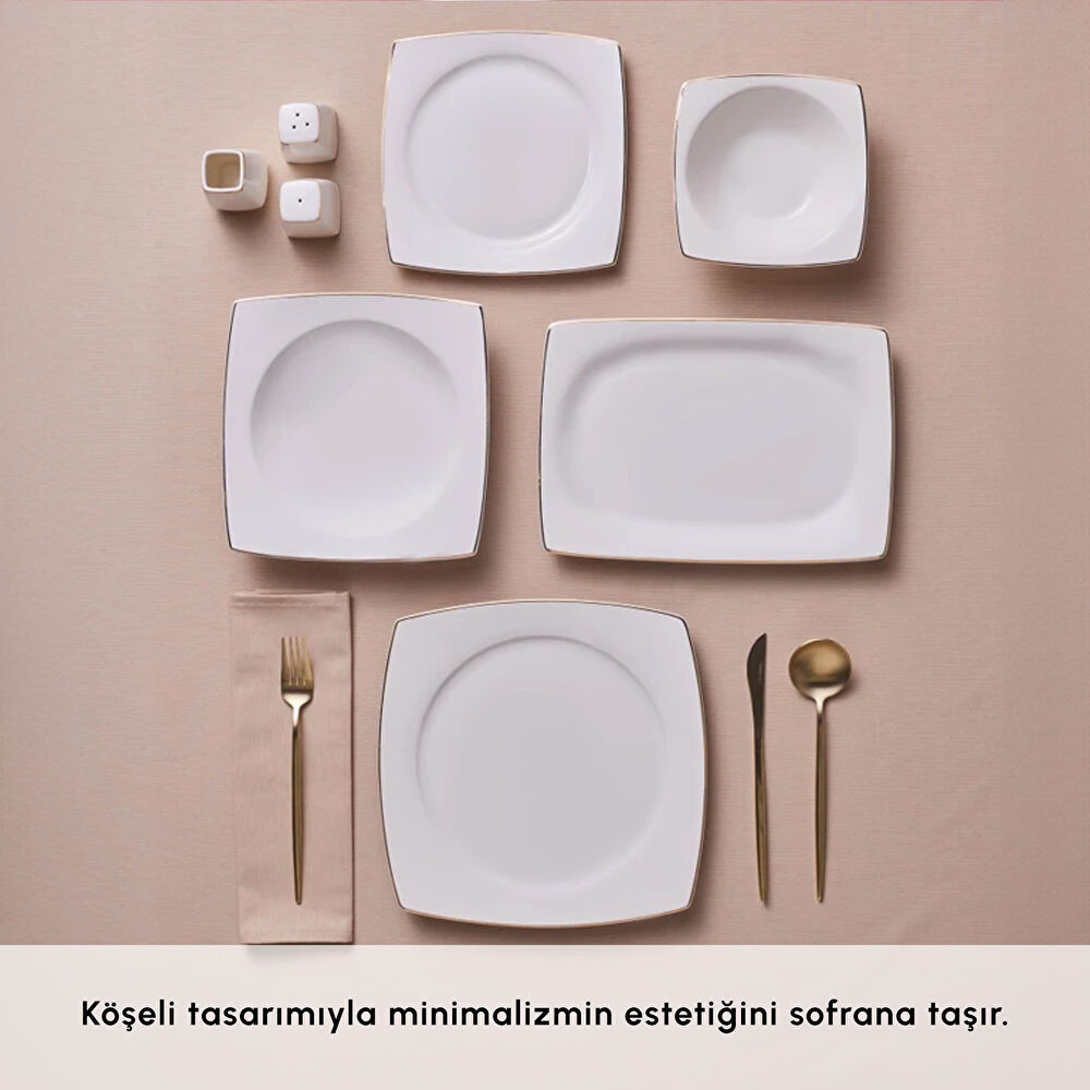 Karaca Square Bone Jamie 53 Parça 12 Kişilik Yemek Takımı Gold (Premium Serisi 80) - 3