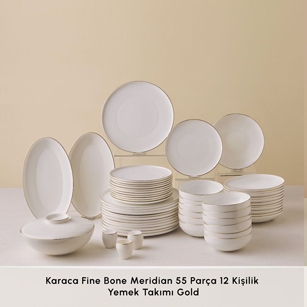 Karaca Fine Bone Meridian 55 Parça 12 Kişilik Yemek Takımı Gold - 2