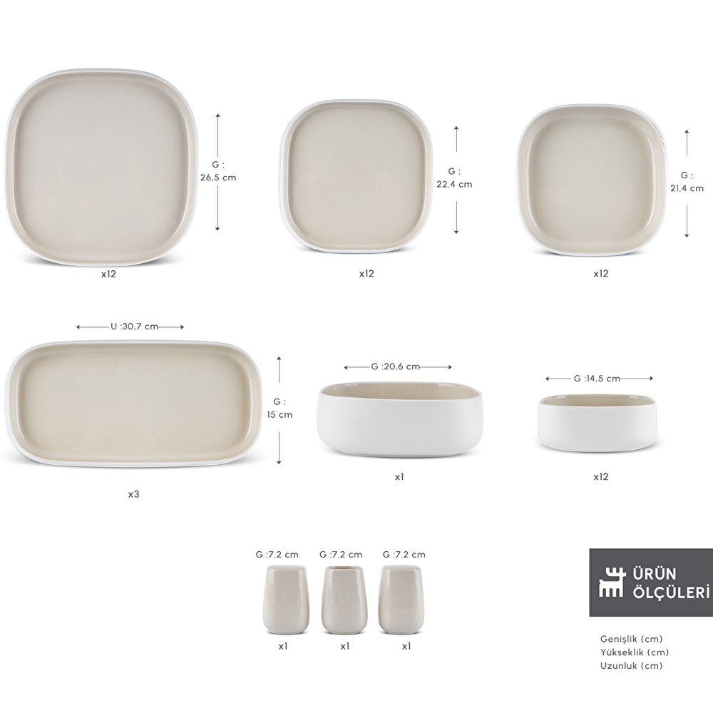 Karaca Earth Collection Cupid Beige 55 Parça 12 Kişilik Yemek Takımı (Premium Serisi 54) - 1